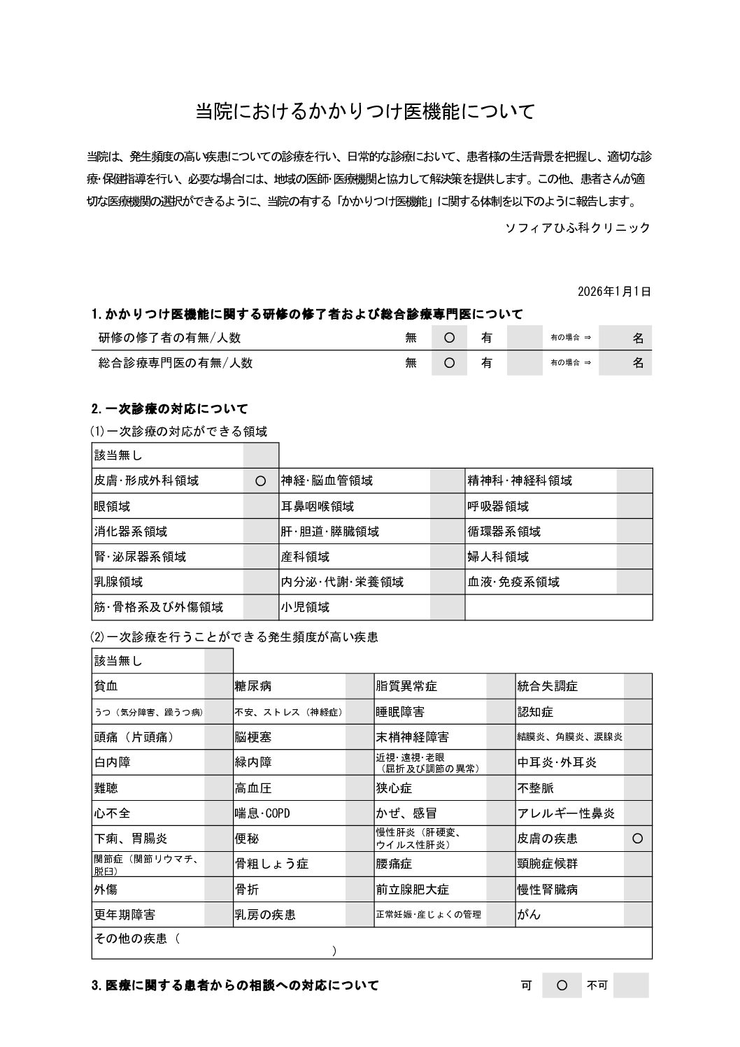 当院におけるかかりつけ医機能について